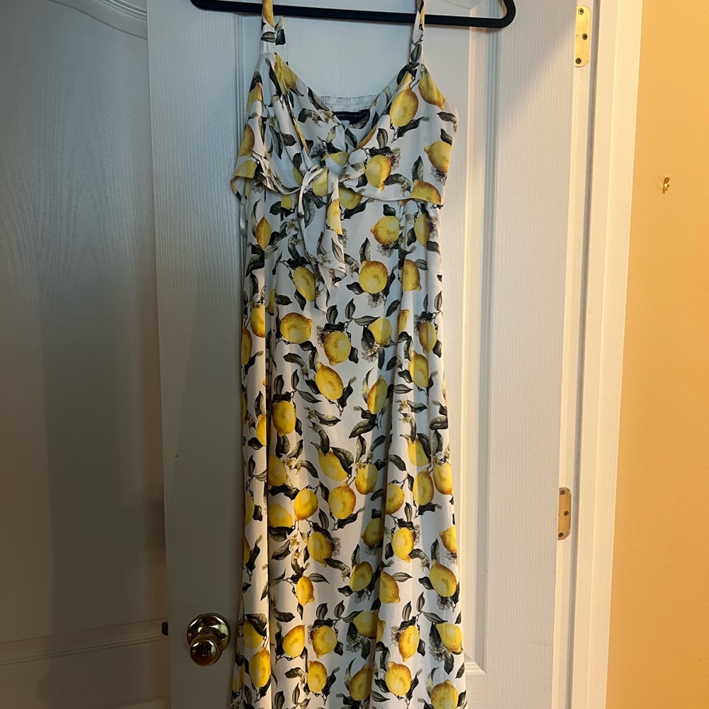 White House Black Market Lemon print dress. Size 4.